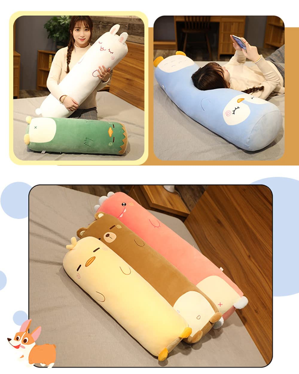 Soft MUPI Long Plush Body Pillow - Cute Husky Shaped 39 Inch Cuddle Pillow for Sleeping, Kids & Adults - Perfect as Boyfriend Pillow, Gift for Girlfriend - Great for Bed, Sofa & Travel Comfort