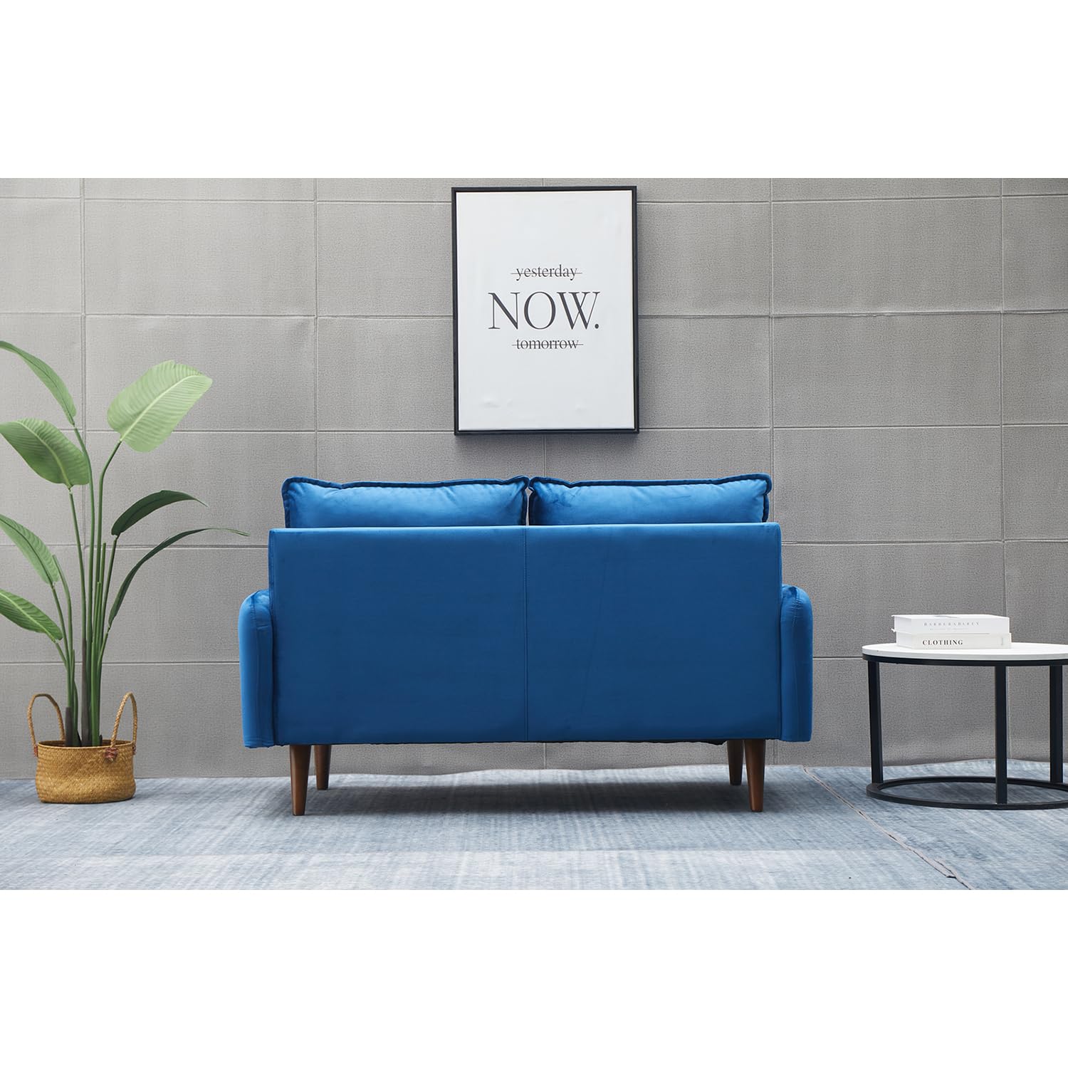 Luxury Aurora Velvet Loveseat Sofa for Living Room - Space Blue Velvet Upholstery | Perfect for Small Spaces, Apartments & Cozy Home Decor
