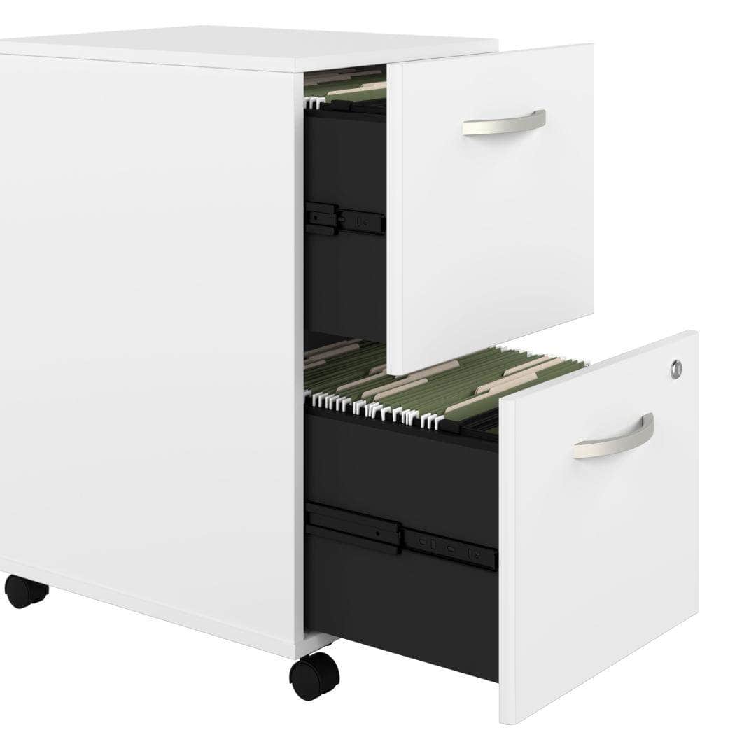 Zaniah 2 Drawer Mobile File Cabinet - Compact Rolling Storage Organizer for Office & Home, Available in Black/White/Gray - Perfect for Documents, Supplies & Small Space Organization
