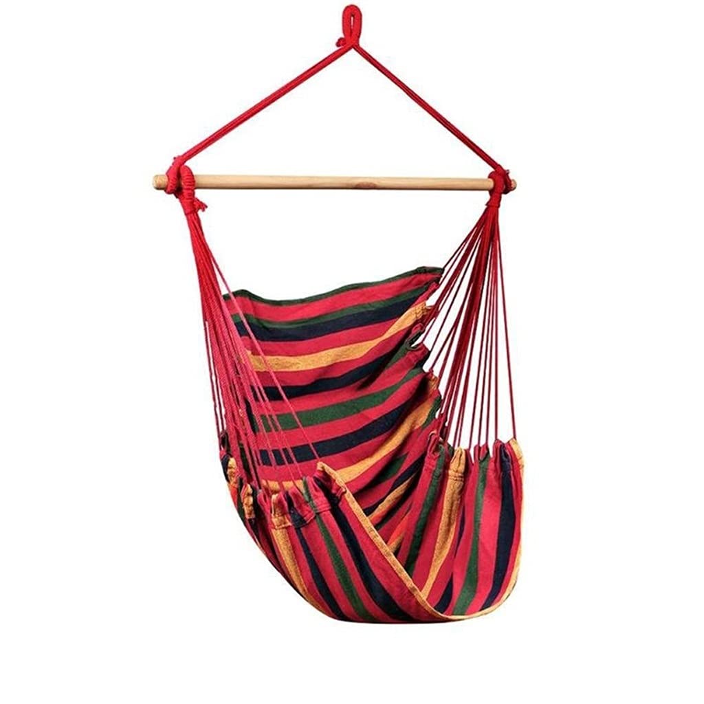 Portable Hammock Chair - Lightweight Travel & Camping Swing Bed for Outdoor, Patio, Home & Bedroom - Red Stripe Design - Perfect for Relaxing, Lounging & Backyard Chill
