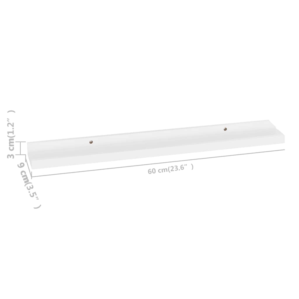 Picture Frame Ledge Shelves - Set of 4 White Wall Shelves (23.6x3.5x1.2 inches) for Storage & Display - Perfect for Bedroom, Living Room, Bathroom, Kitchen & Office Decor - Ideal for Photo Frames, Books, Plants & Home Organization