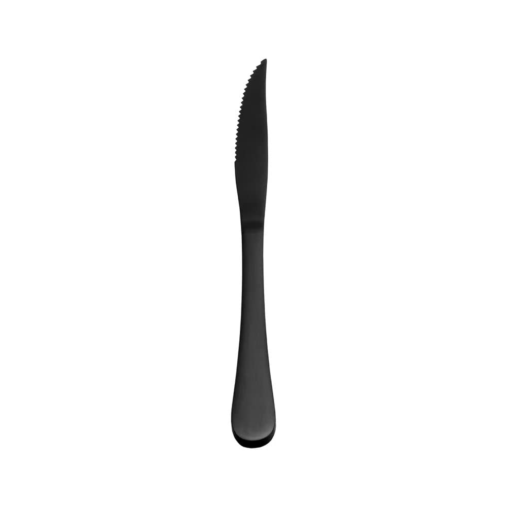 Premium Serrated Edge Steak Knife Set - 9.2 Inch Stainless Steel Kitchen Knives for Steak & Meat Cutting - Durable Matte Black Dinner Knives (Set of 1) - Perfect for Restaurants, BBQs & Home Dining