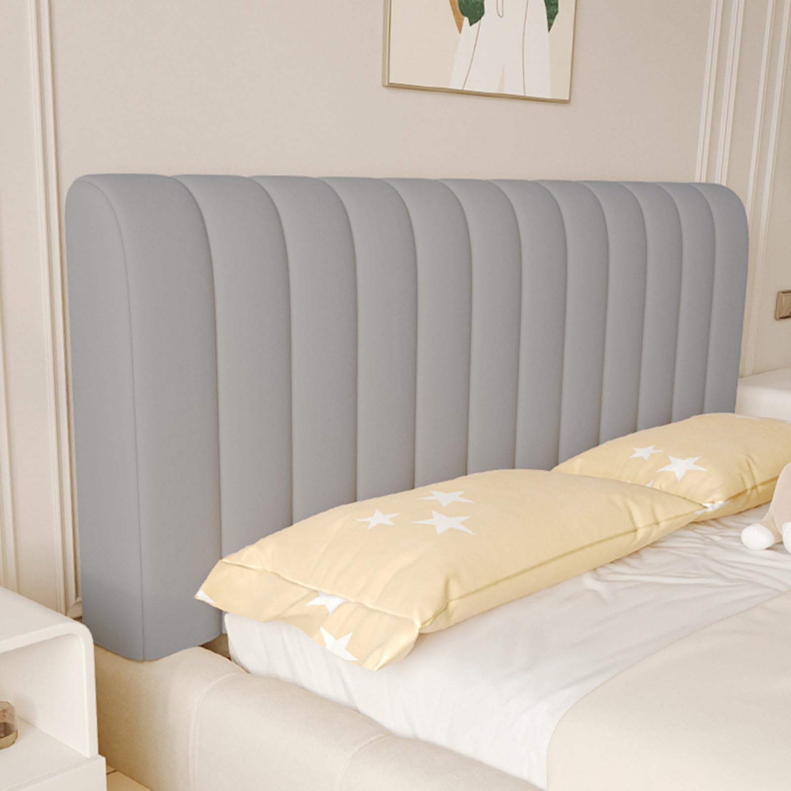 Velvet Quilted Headboard Cover for Full, Queen & King Size Beds - Thick Dustproof Headboard Protector Slipcover (Light Gray, 210cm/81in) - Perfect for Bedroom Decor, Dust Protection & Comfort Enhancement