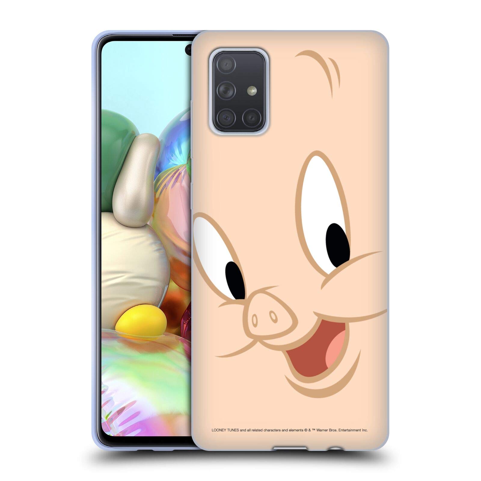 Official Looney Tunes Porky Pig Full Face Soft Gel Case for Samsung Galaxy A71 (2019) - Durable Protection & Fun Design for Everyday Use