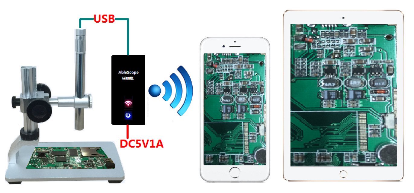 Vividia Handheld Digital Borescope Microscope - 5.5mm Endoscope Camera with LED Lights for iPhone, iPad, Android & PC - Professional Multi-Functional Metal Stand - Perfect for Home Inspection, Automotive Repair & Industrial Maintenance