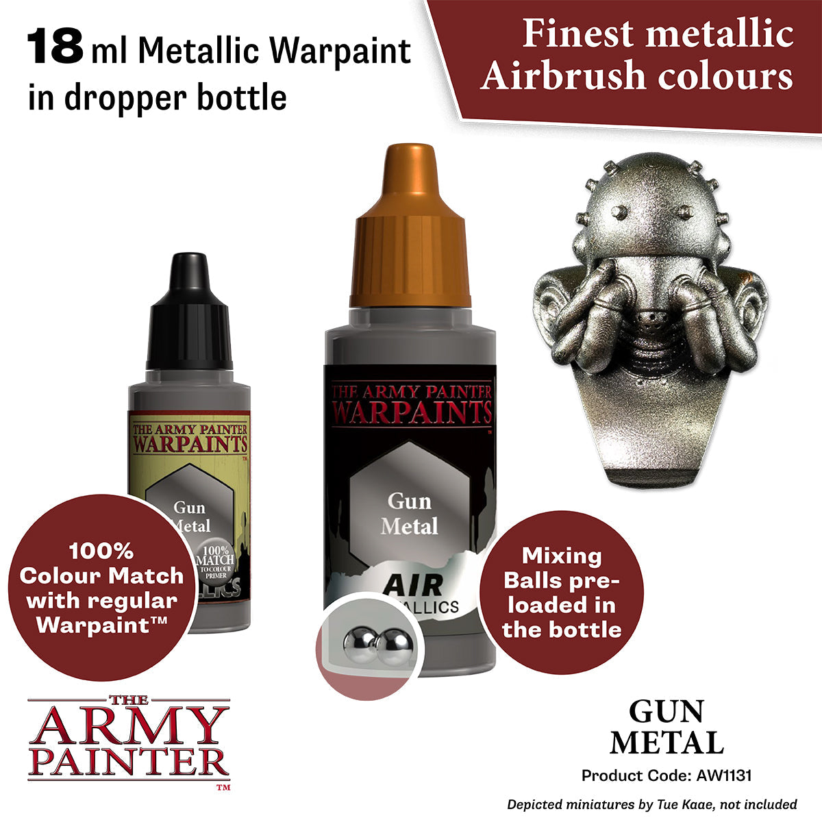 Warpaints Air Metallics: Gun Metal - Premium Metallic Paint for Miniatures, Models & Cosplay - Perfect for Warhammer, D&D & Airbrush Projects