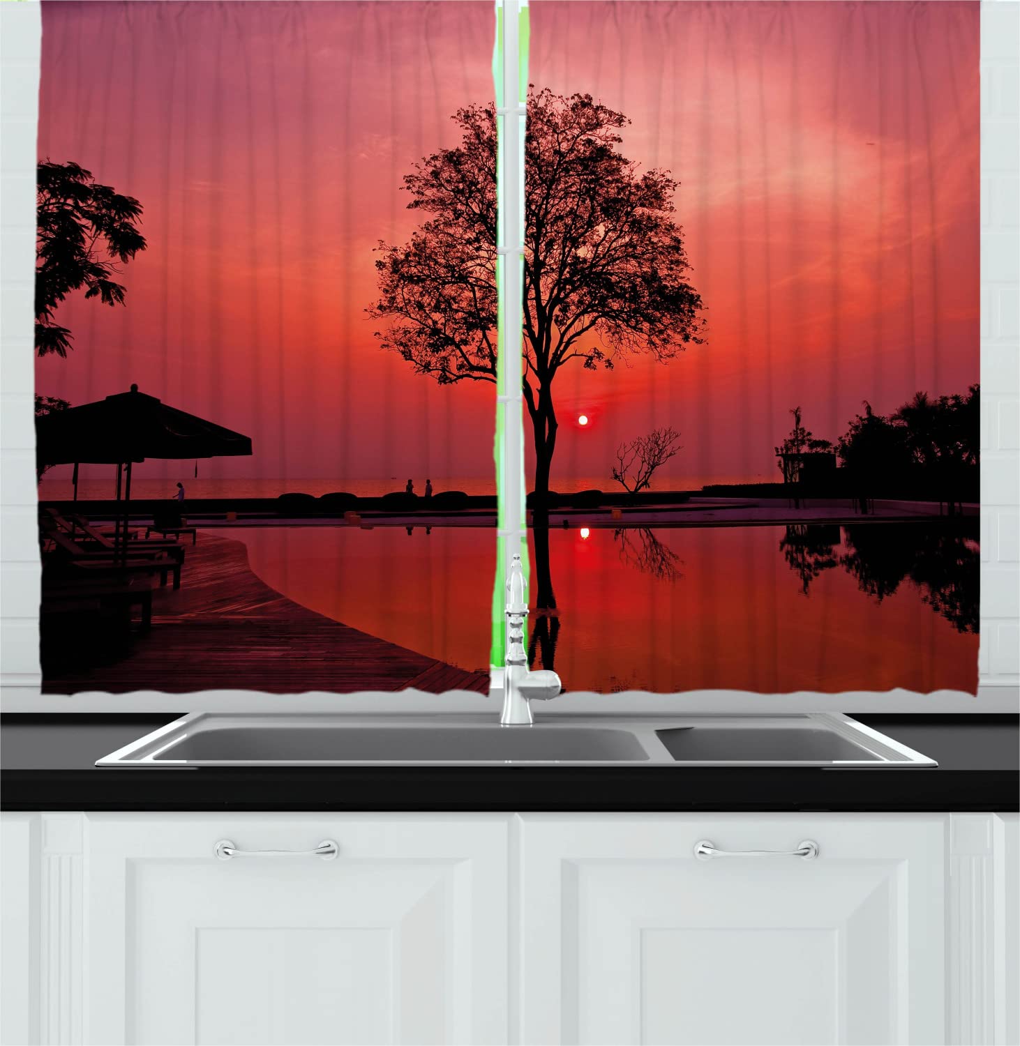 Ambesonne Sunrise Long Kitchen Curtains - 55