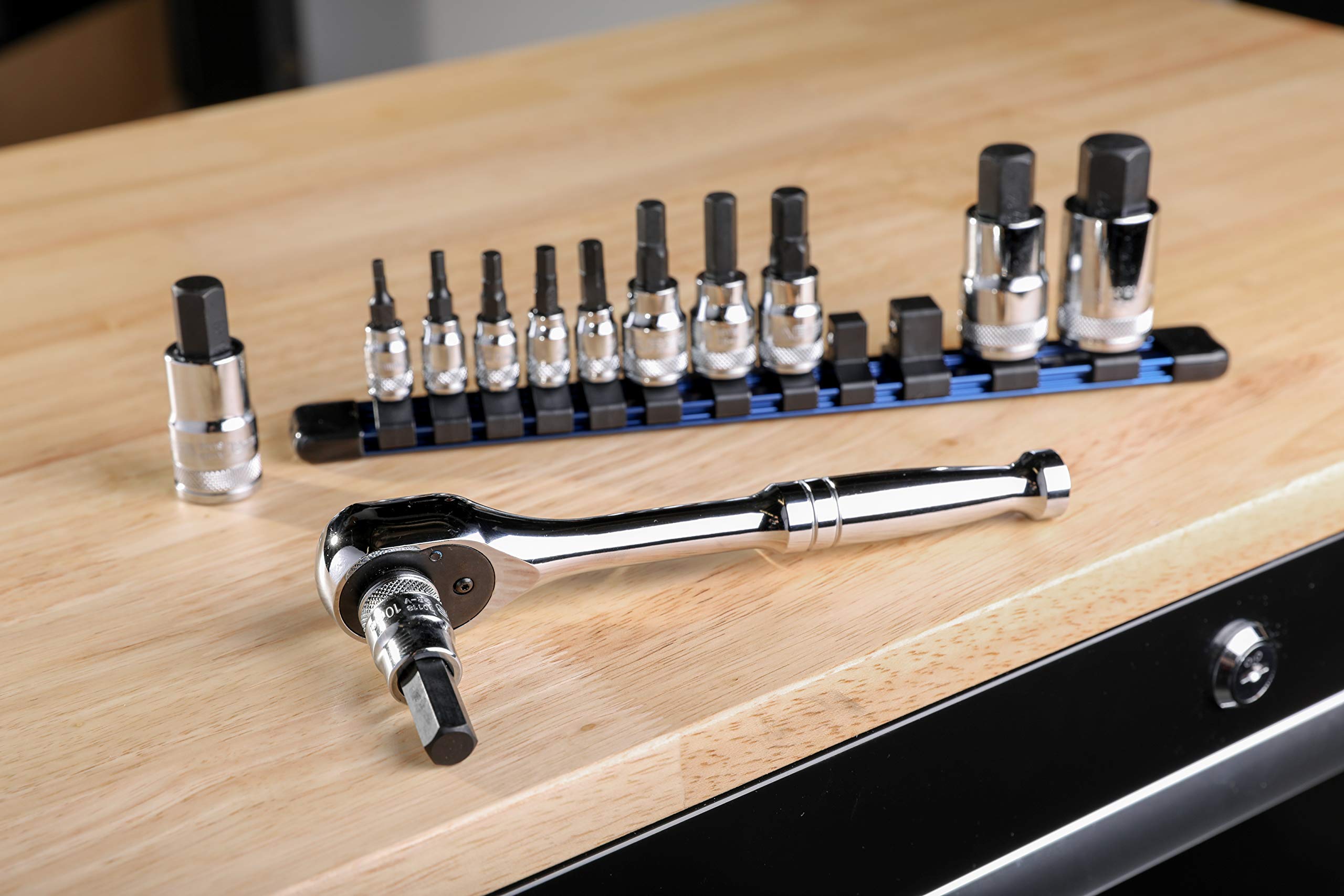 ARES 70108 12-Piece Metric Hex Bit Socket Set - Chrome Vanadium Steel Sockets with S2 Alloy Steel Bits - Includes Aluminum Storage Case - Perfect for Automotive Repair, Machinery Maintenance & DIY Projects