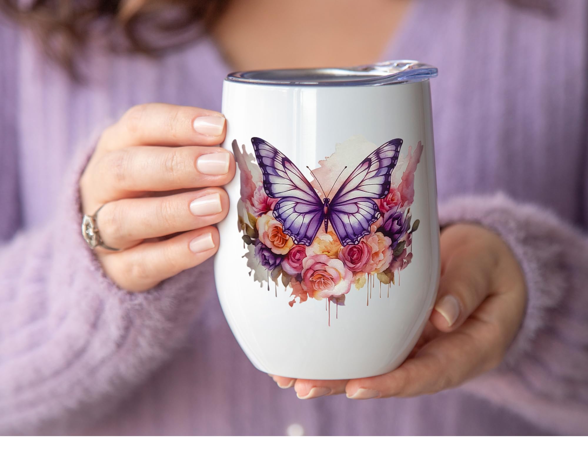 Premium Tea and Honey Gift Set with Insulated Tumbler, Gold Spoon, 18 Tea Bags, Honey Jar & Dipper - Perfect for Birthday, Anniversary & Housewarming Gifts (Butterfly Design)