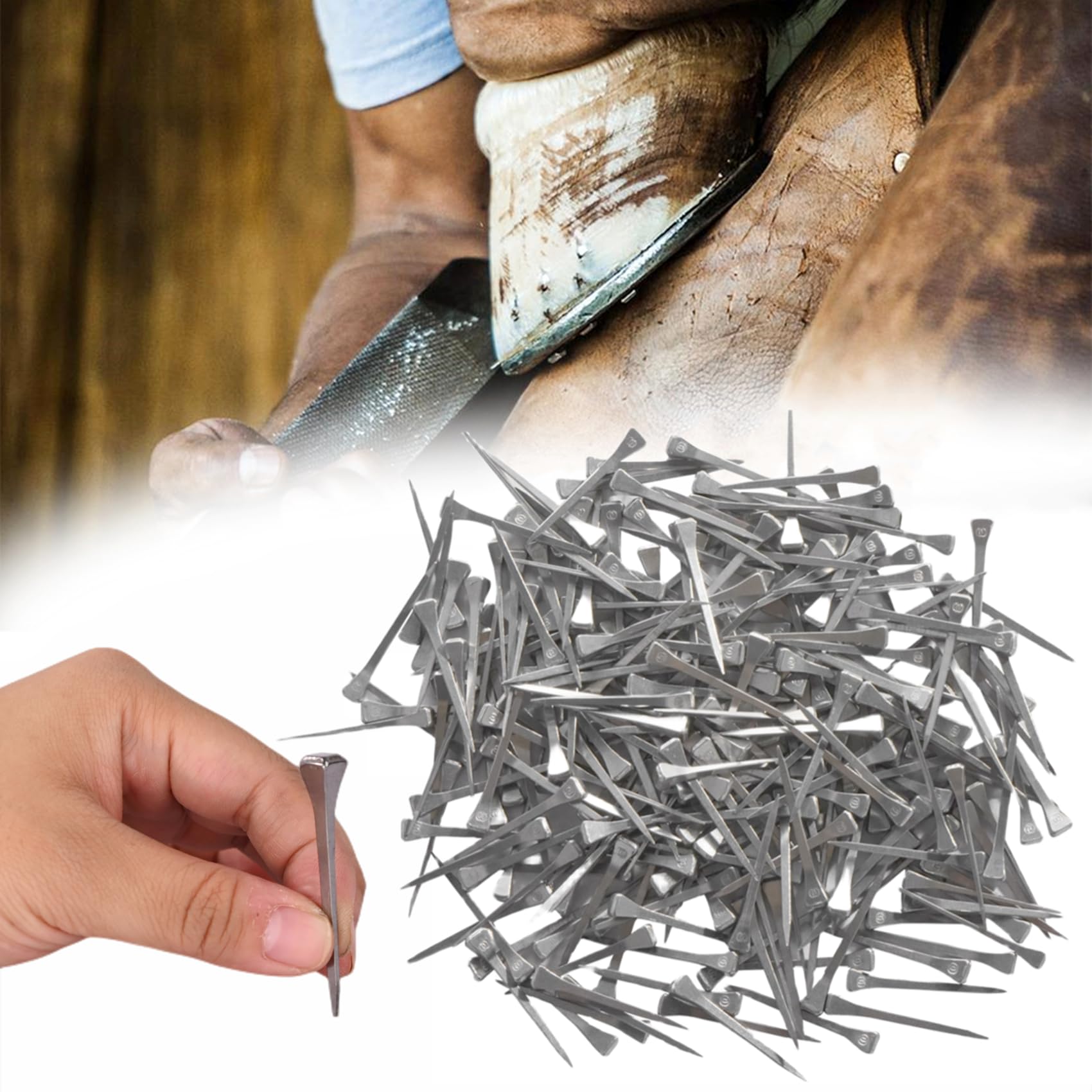250pcs E4 Horseshoe Nails 1.87 Inch Stainless Steel - Rustproof Horse Shoe Nails for Stained Glass Art, DIY Crafts, Equestrian Training & Blacksmithing - Perfect for Home Decor, Jewelry Making and Horse Care Accessories