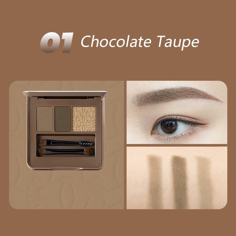 UKISS Chocolate Tricolor Brow Powder - Natural Long-Lasting Eyebrow Makeup Kit for Perfect Brows | Great for Daily Use, Parties & Professional Makeup