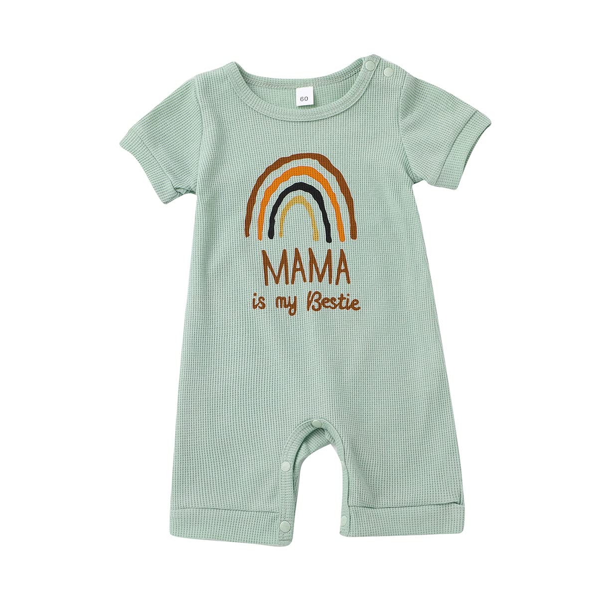 Newborn Baby Girl & Boy Rainbow Romper - Waffle Knit Jumpsuit for Summer - Matching Family Outfits for Mom & Dad - Perfect for Photoshoots, Beach Trips & Family Gatherings