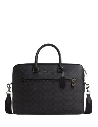 Coach Ethan Slim Briefcase in Signature Canvas - Stylish & Durable Business Bag for Work, Office & Travel | Professional Laptop Briefcase for Men & Women