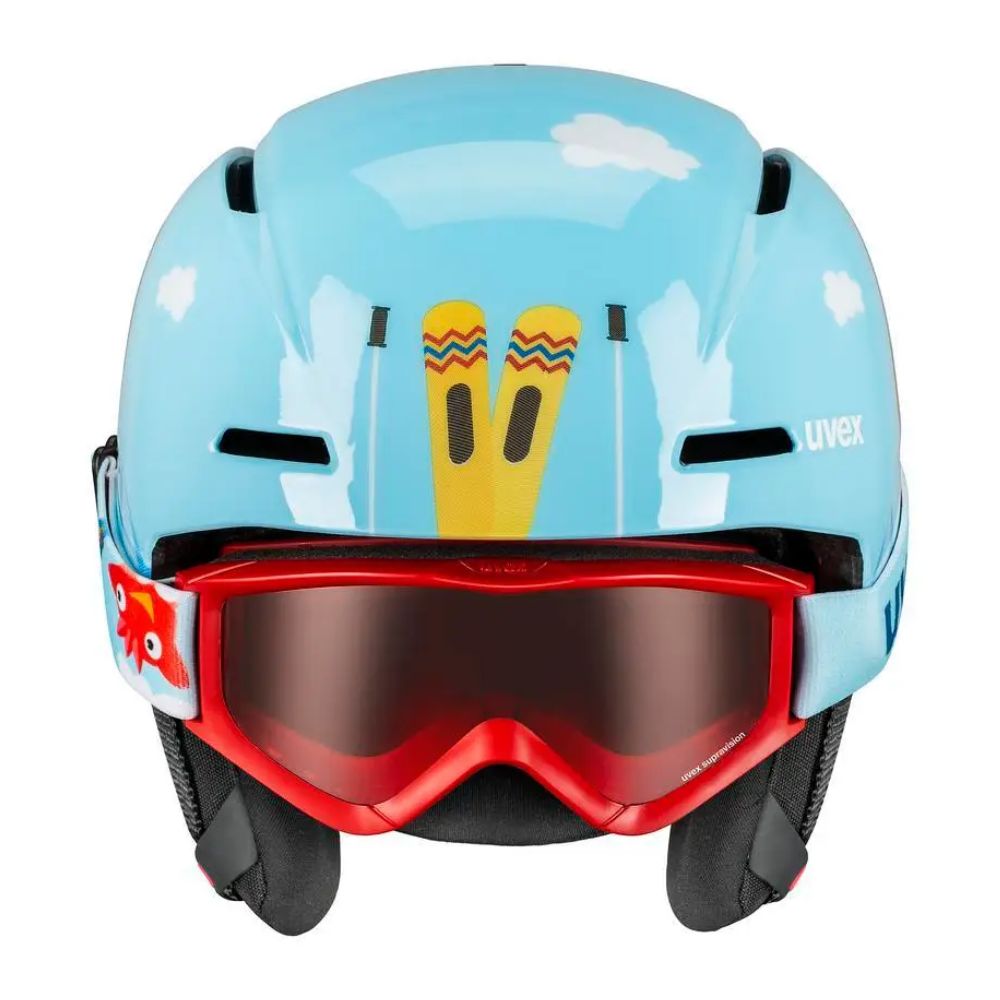 Uvex Viti Ski Helmet and Goggle Set - Light Blue Birdy 46-50cm - Perfect for Skiing, Snowboarding & Winter Sports Protection