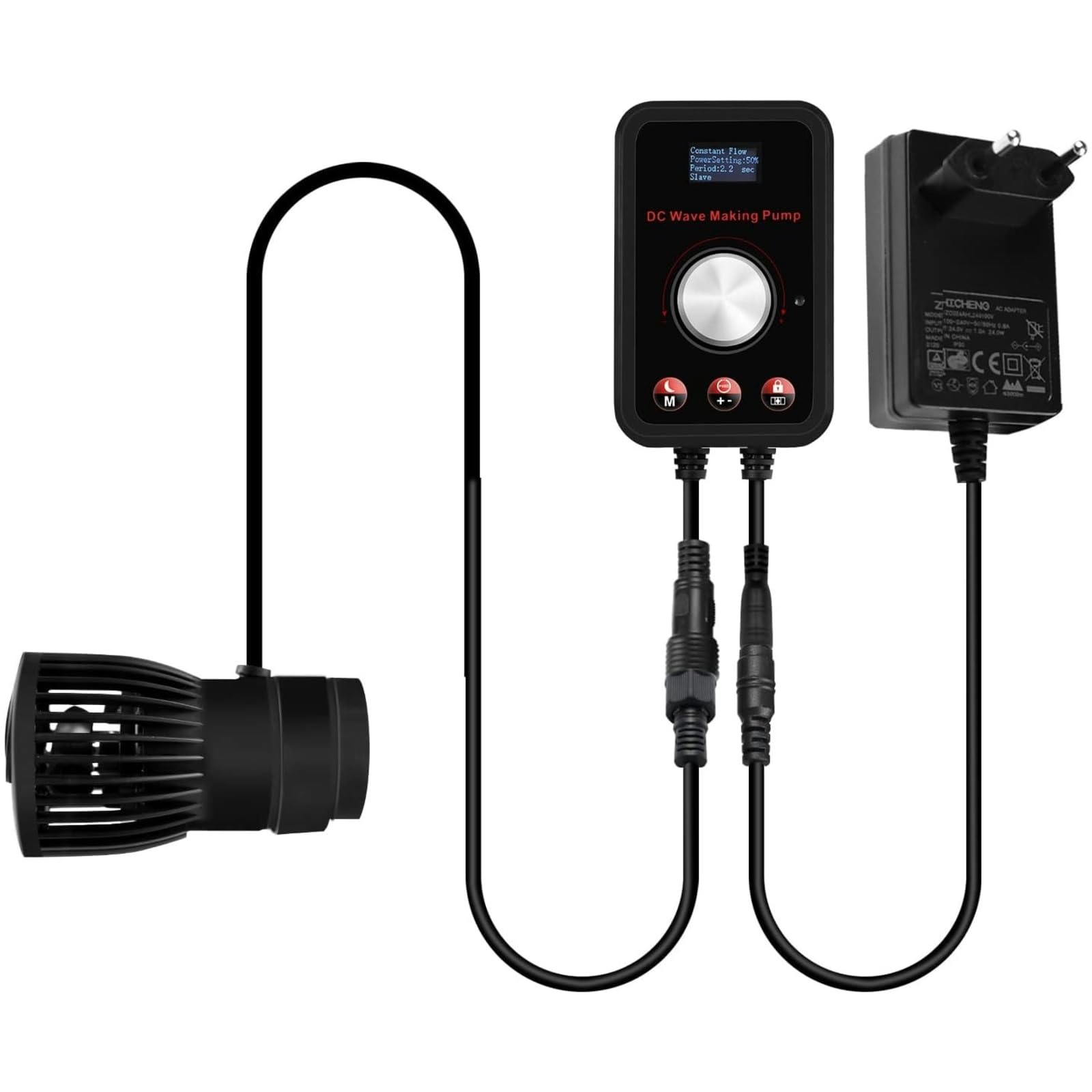 520-2600GPH 15W Aquarium Wave Maker Pump - 24V DC Fish Tank Powerhead with Ultra Quiet Sine Wave Technology - High Flow Water Circulation for Freshwater & Saltwater Tanks - Perfect for Reef, Coral, and Marine Aquariums