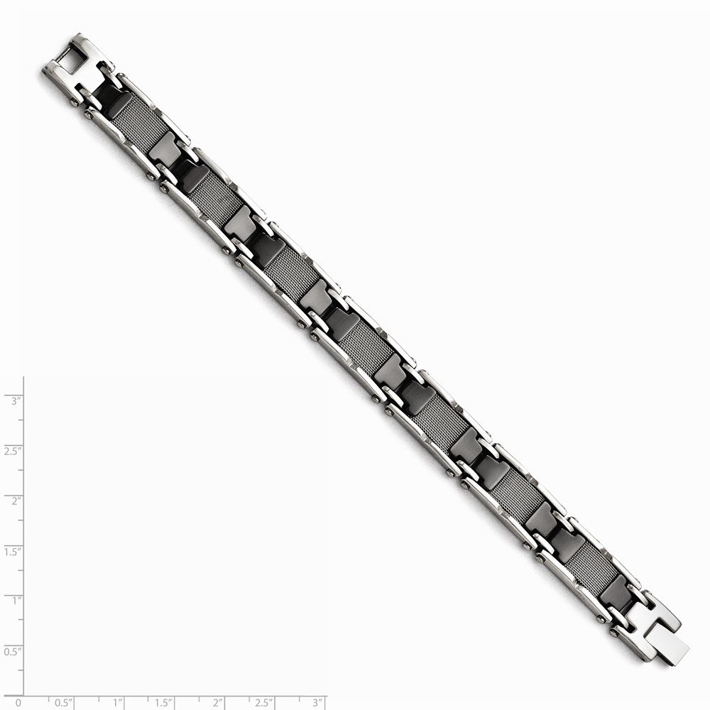 Premium Stainless Steel & Ceramic Black Polished Mesh Bracelet for Men - Elegant Luxury Watch Band Replacement for Business, Formal & Casual Wear