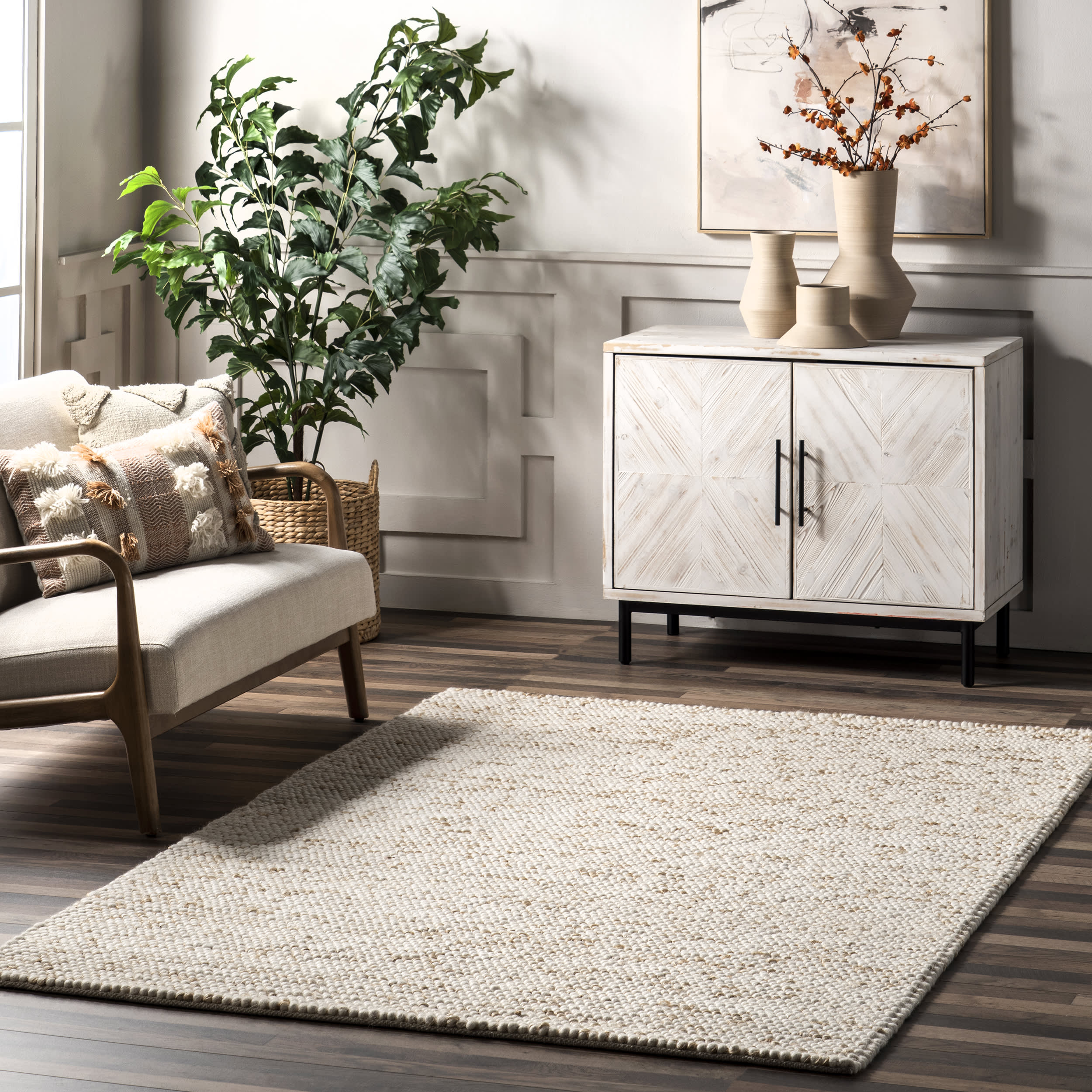 Daune Popcorn Textured Rug in Ivory - Soft and Stylish Living Room Carpet for Cozy Home Decor