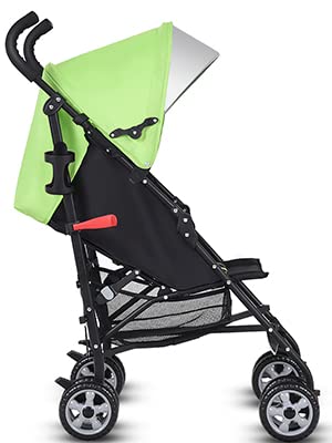 HONEY JOY Lightweight Compact Baby Stroller for Travel - Adjustable Canopy & Reclining Seat with 5-Point Safety Harness, Cup Holder & Storage Basket | Foldable Umbrella Stroller for Toddlers | Perfect for Airplane, Shopping & Daily Walks (Green)