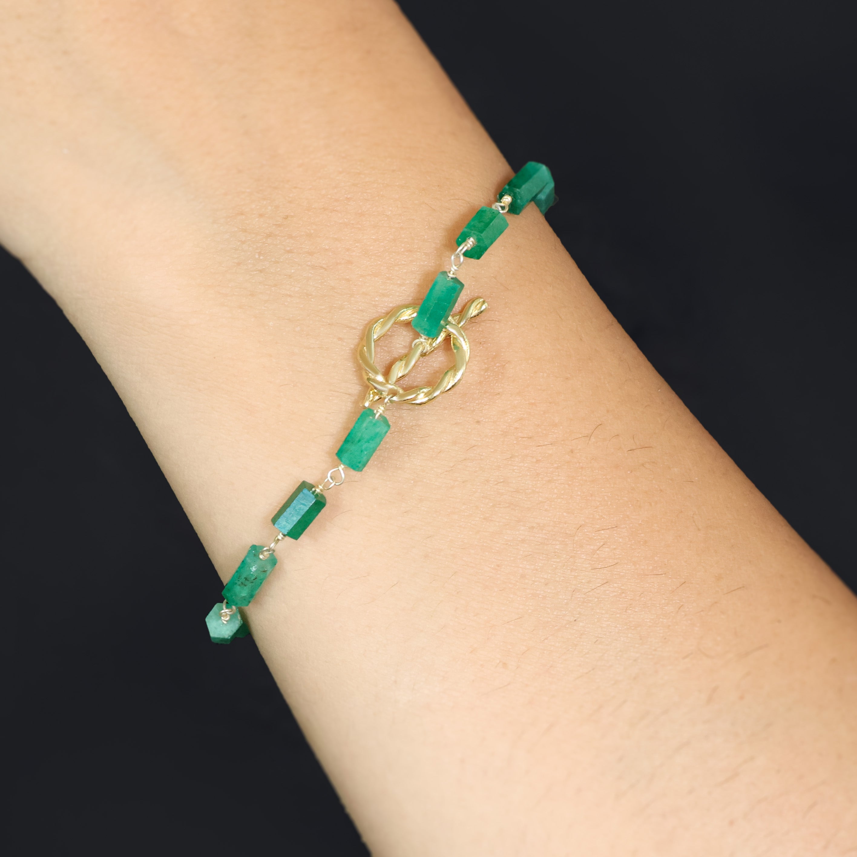 Emerald Green Designer Pencil Bracelet with Adjustable Toggle Clasp - Perfect for Office Wear, Gift Giving & Jewelry Collection
