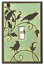 Green Songbirds Single Switch Plate Cover - Decorative Light Switch Plate for Home Decor - Perfect for Living Room, Bedroom & Nursery