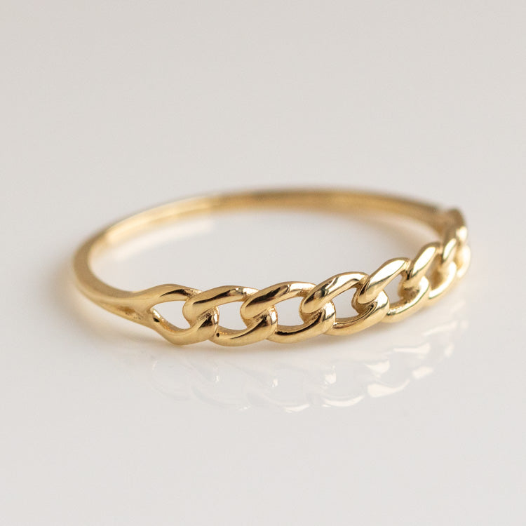 Solid Gold Chain Link Ring for Men & Women - Elegant & Durable 14K Gold Jewelry - Perfect for Weddings, Anniversaries & Gifts