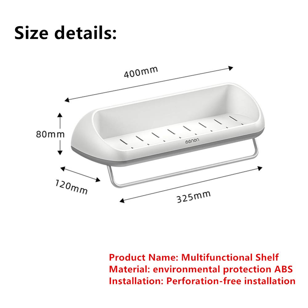 White Wall-Mounted Plastic Bathroom Shelves & Towel Rack - Space-Saving Storage for Toilet, Washstand & Shower Organization - Perfect for Small Bathrooms & Apartment Living