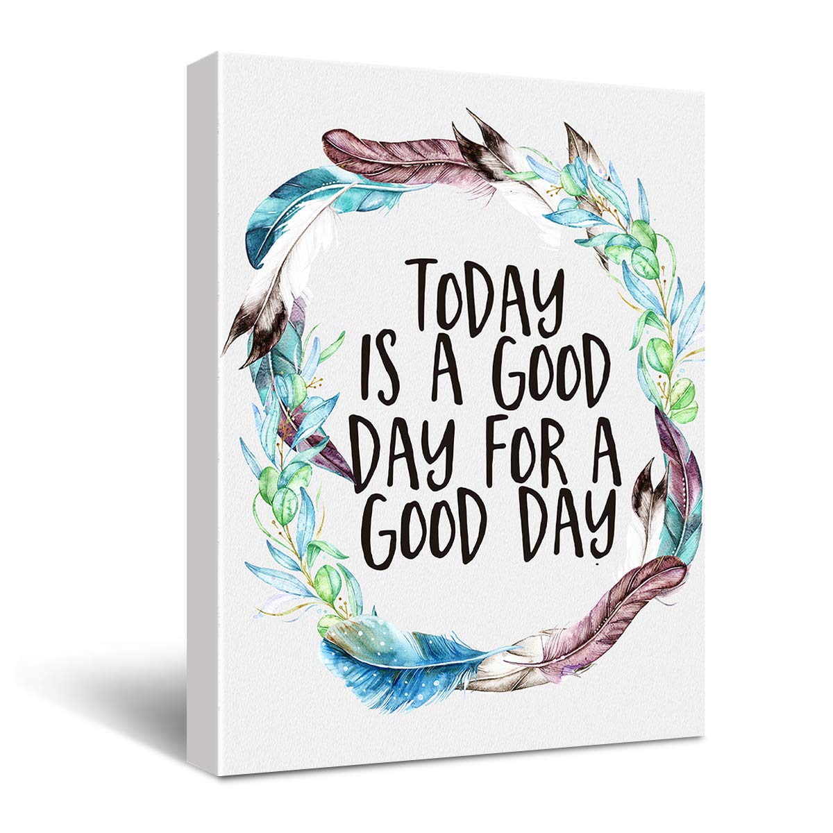 Inspirational 'Today is A Good Day' Quote Canvas Wall Art - Motivational Decor for Office, Studio, School Dorm, Living Room & Bedroom - Perfect for Home & Workspace Decor (White)