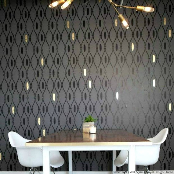 Elsabet Trellis Raven + Lily Wall Stencil - Reusable DIY Home Decor Stencil for Painting Walls, Furniture & Crafts | Perfect for Bedroom, Nursery & Home Renovation Projects