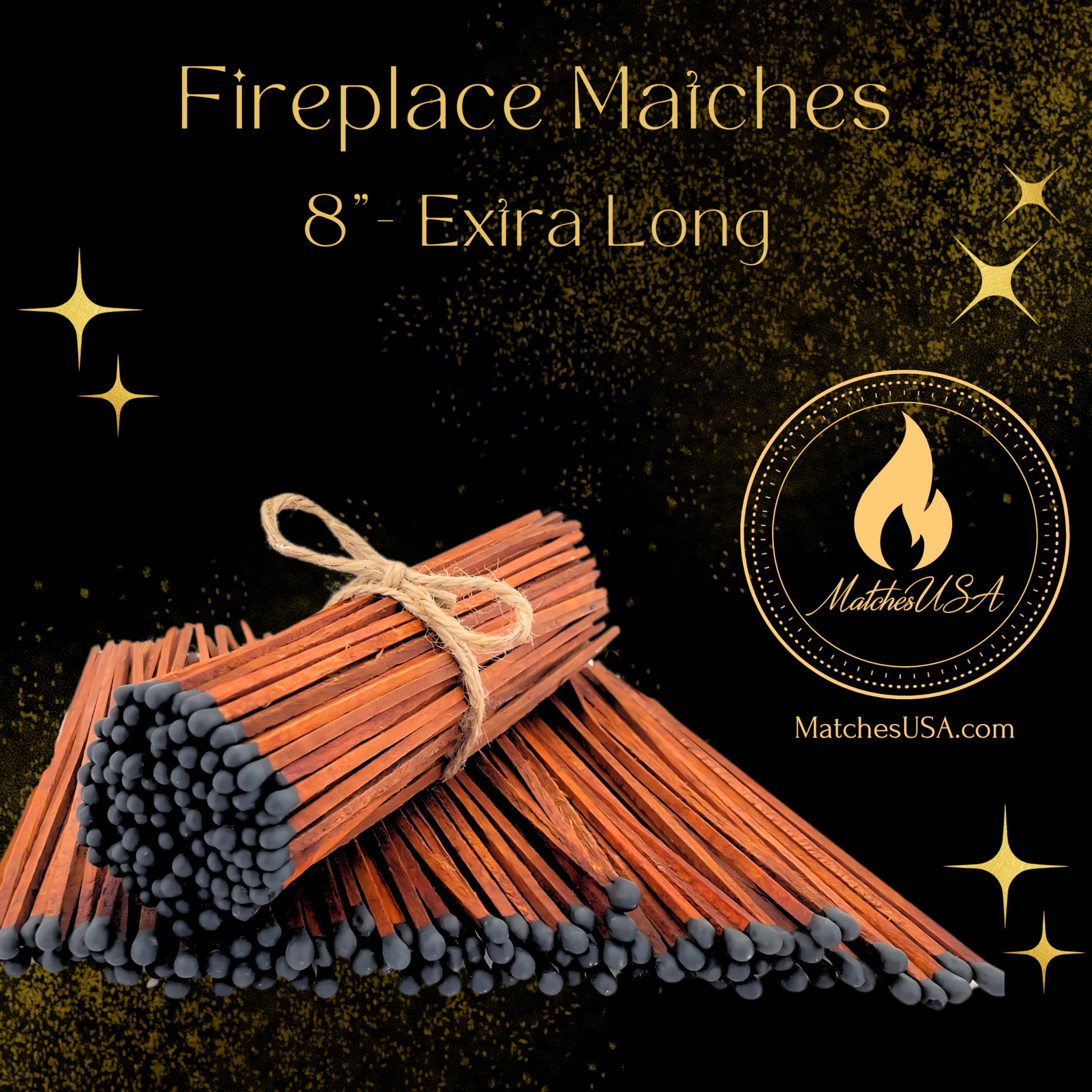 Extra Long 100-Count Safety Matches (8 Inches) - Wooden Matchsticks for Fireplace, Candles & Outdoor Use - Slow Burning & Windproof - Perfect for Camping, BBQ & Emergency Kits