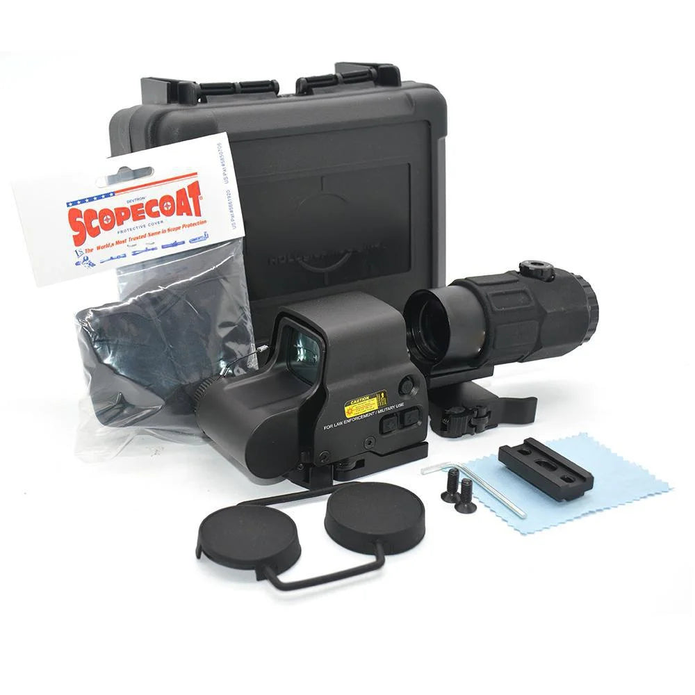 G45 5X Magnifier with 558 Red Dot Sight Combo - QD Mount Weaver & 20MM Rail Compatible - Tactical Scope for Airsoft, Paintball & Hunting - Perfect for Close to Mid-Range Target Acquisition