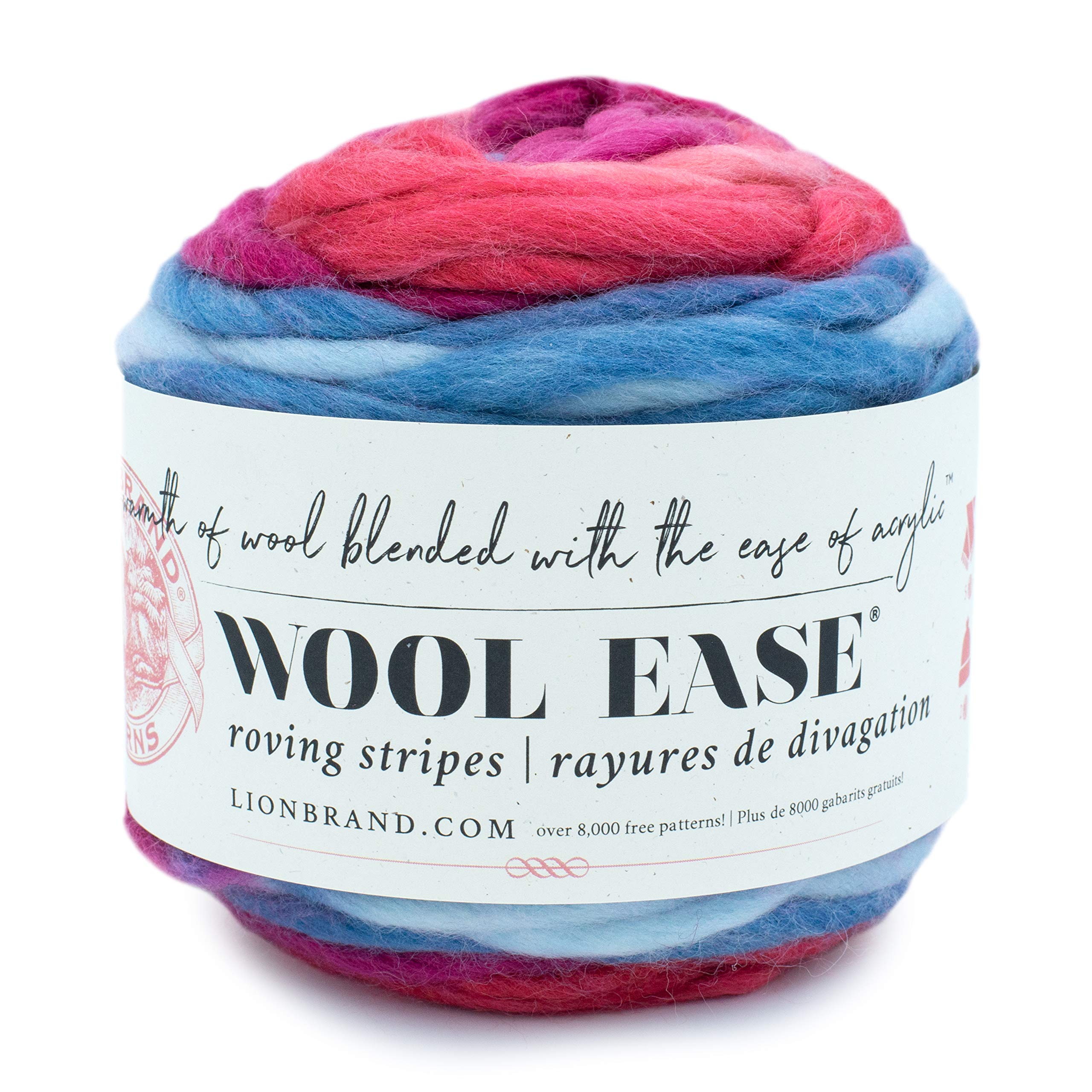 Lion Brand Yarn Wool-Ease Roving Yarn - Berry Color | Soft Chunky Wool Blend for Knitting & Crocheting | Perfect for Scarves, Blankets & Winter Accessories