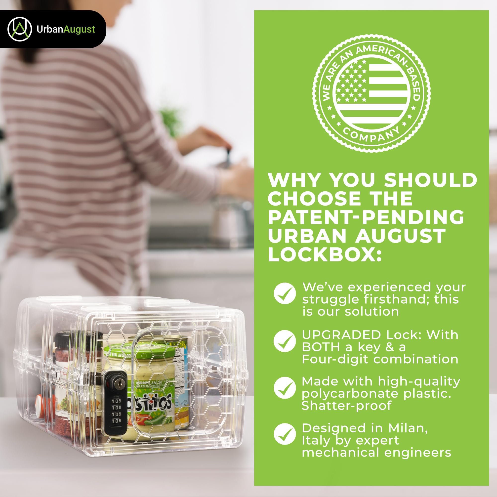 Urban August Lock Box for Food & Medicine Storage - Secure Dual Combination & Key Lock Box - Durable Industrial-Grade Plastic Container - Clear One Size - Perfect for Pantry, Office, Travel & Medication Organization