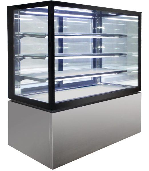 Anvil Hot 4-Tier Commercial Display Case - 1200 Capacity for Bakeries, Delis & Retail Stores | Heavy-Duty Food Showcase with Glass Doors