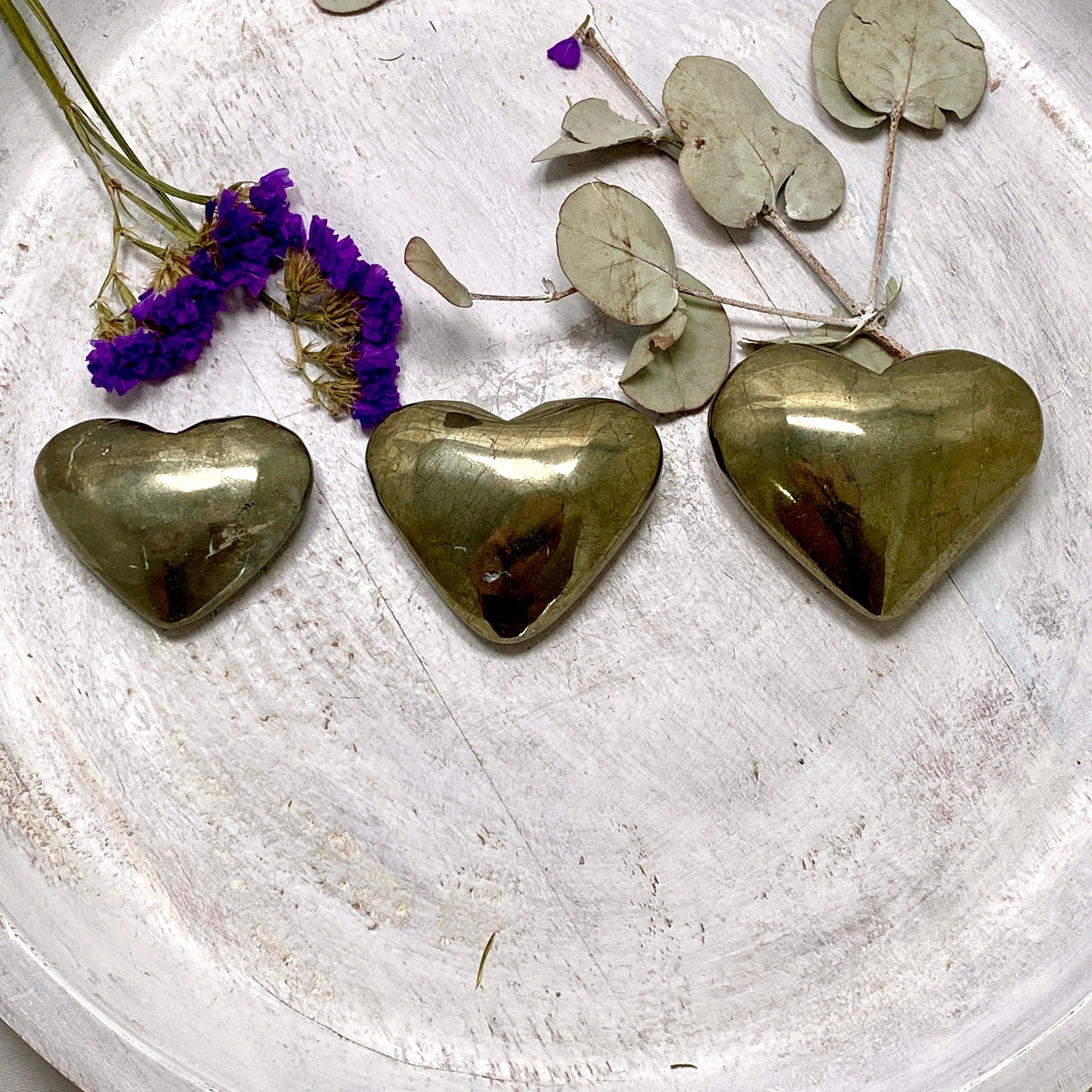 Pyrite Heart Pendant Necklace - Natural Golden Healing Stone Jewelry for Women - Perfect for Spiritual Gifts, Meditation & Energy Balancing