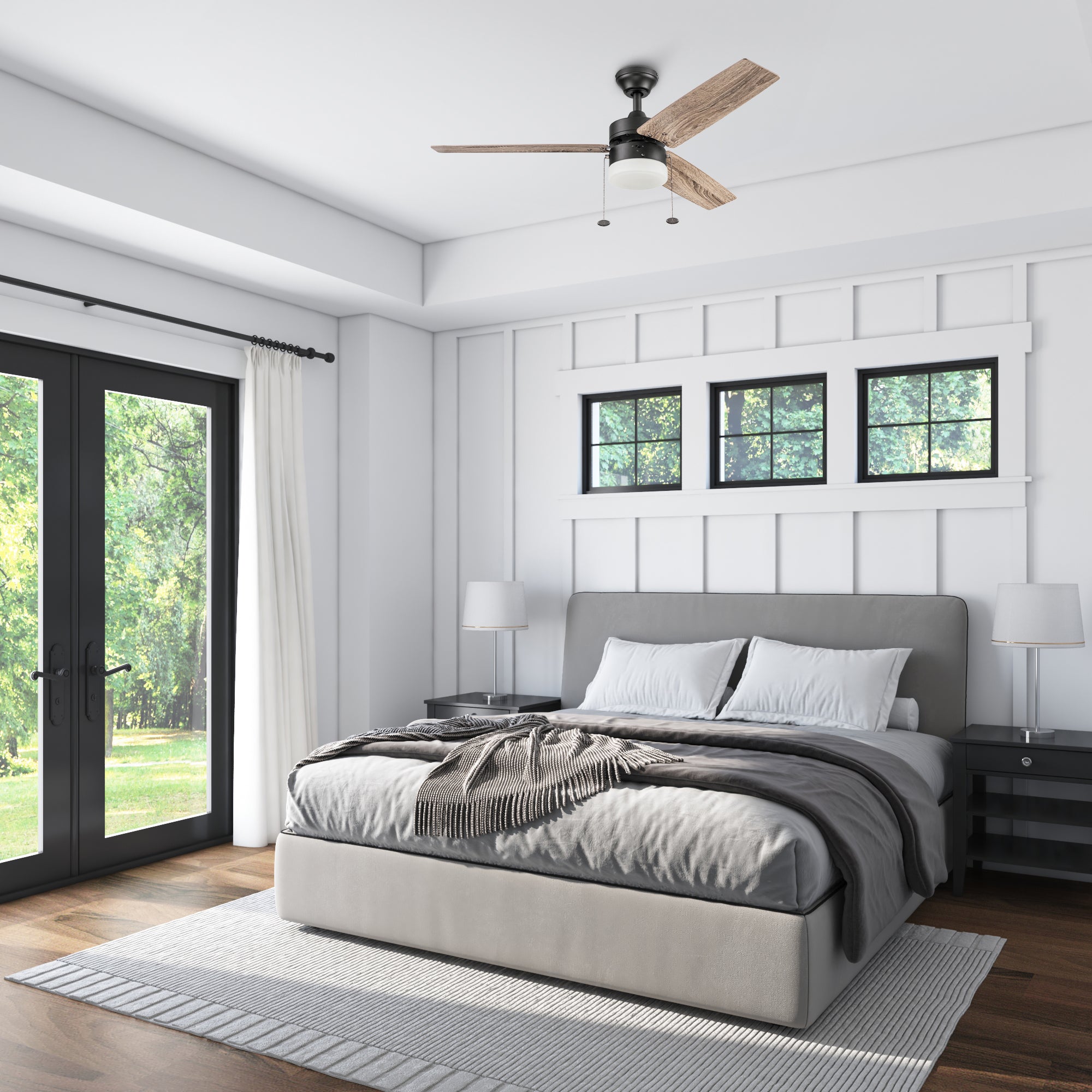 48 Inch Bronze Ceiling Fan with Pull Chain - Energy Efficient & Quiet - Perfect for Bedroom, Living Room, and Outdoor Patio