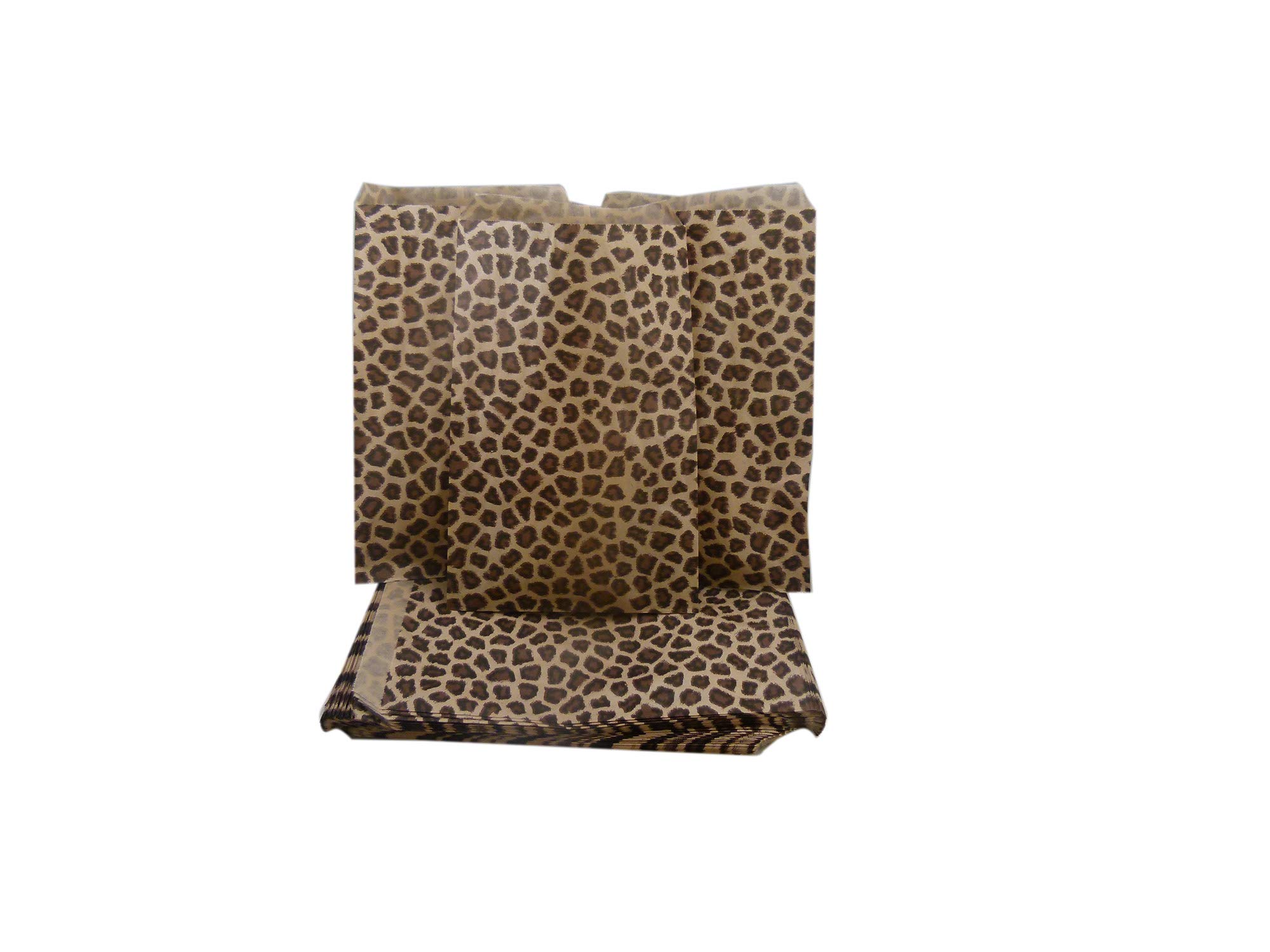 200 Pcs 6x9 Inch Leopard Print Flat Paper Gift Bags - Cheetah Pattern Party Favor Bags for Cookies, Candies, Treats & Small Gifts - Perfect for Birthday Parties, Baby Showers, Wedding Favors & Holiday Gift Wrapping - N'icePackaging