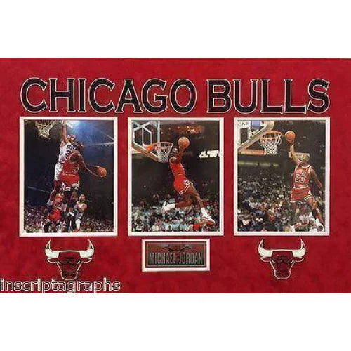 Michael Jordan Triple 8x10 Photo Framed Collage - Chicago Bulls NBA Memorabilia - Unsigned MJ Wall Art for Sports Fans & Man Cave Decor