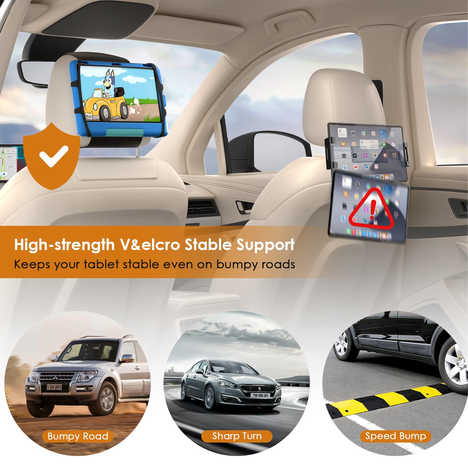 Anti-Slip Car Headrest Tablet Holder for iPad & 7-12.9