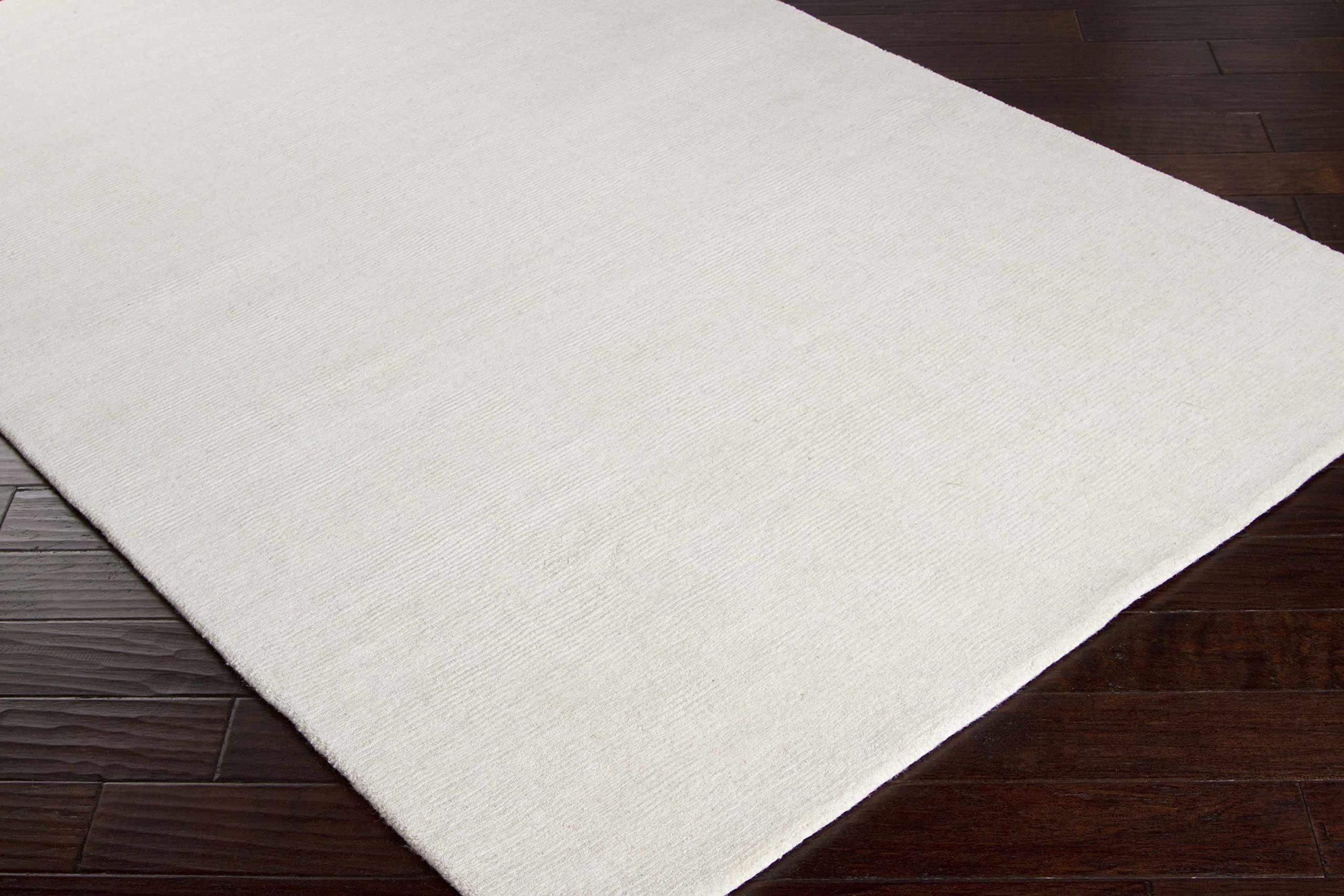 Premium Hand-Loomed 100% Wool Modern Farmhouse Area Rug - Brockton Solid Beige/Cream - 3'3