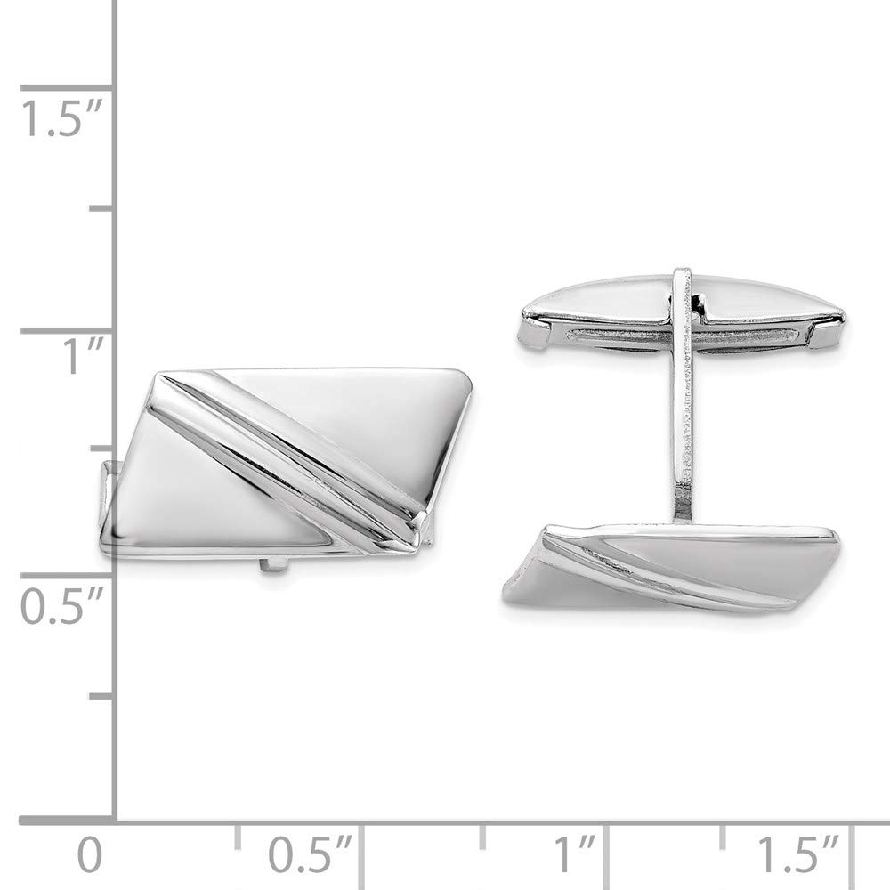 Black Rhodium Plated Sterling Silver Striped Cufflinks 15x10mm - Perfect for Formal Events