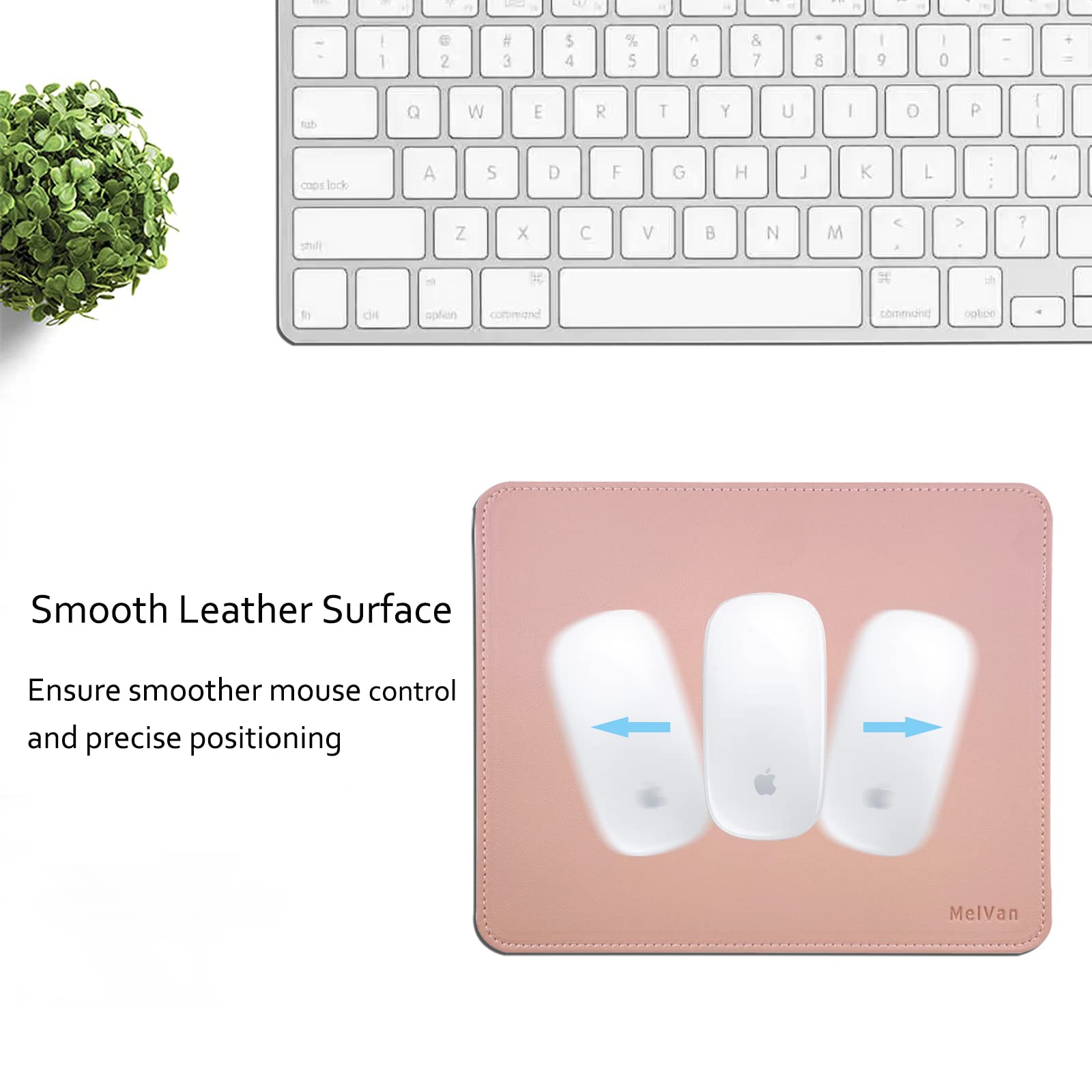 Premium PU Leather Mouse Pad with Stitched Edge - Waterproof Wooden Gaming Mouse Mat for PC, Laptop, Office & Home Use - 10.2