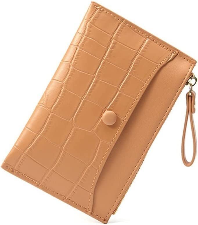 Mini Women's Card Holder - Slim Zipper Wallet for Credit Cards, ID & Coins | PU Leather Compact Purse (Yellow, 13.5x7cm) - Perfect for Everyday Use, Travel & Gift Giving