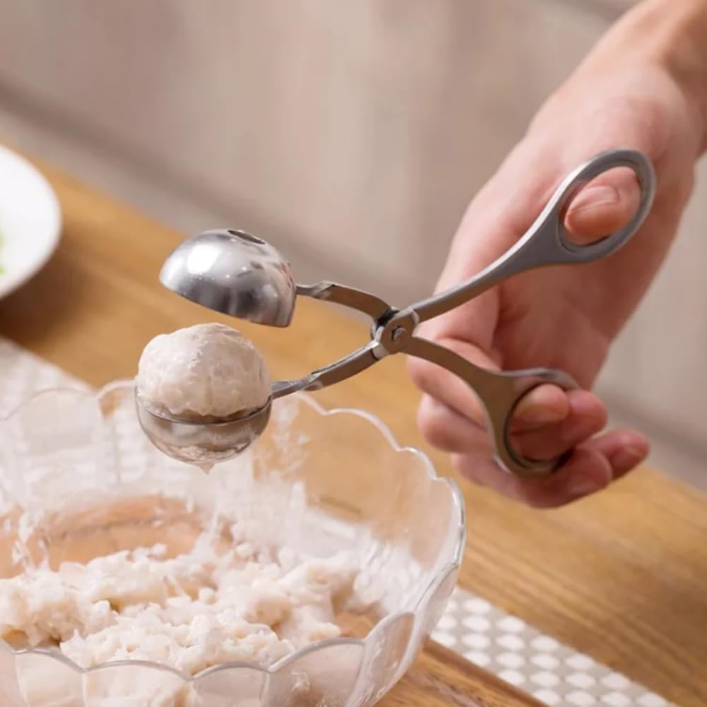 Yosoo Stainless Steel Meat Baller - 16.1 x 6.9cm Non-Stick Cookie Dough Scoop, Meatball Maker, Melon Baller for Kitchen - Perfect for Baking, Ice Cream, Cake Decorating & Rice Ball Making (Small Size)