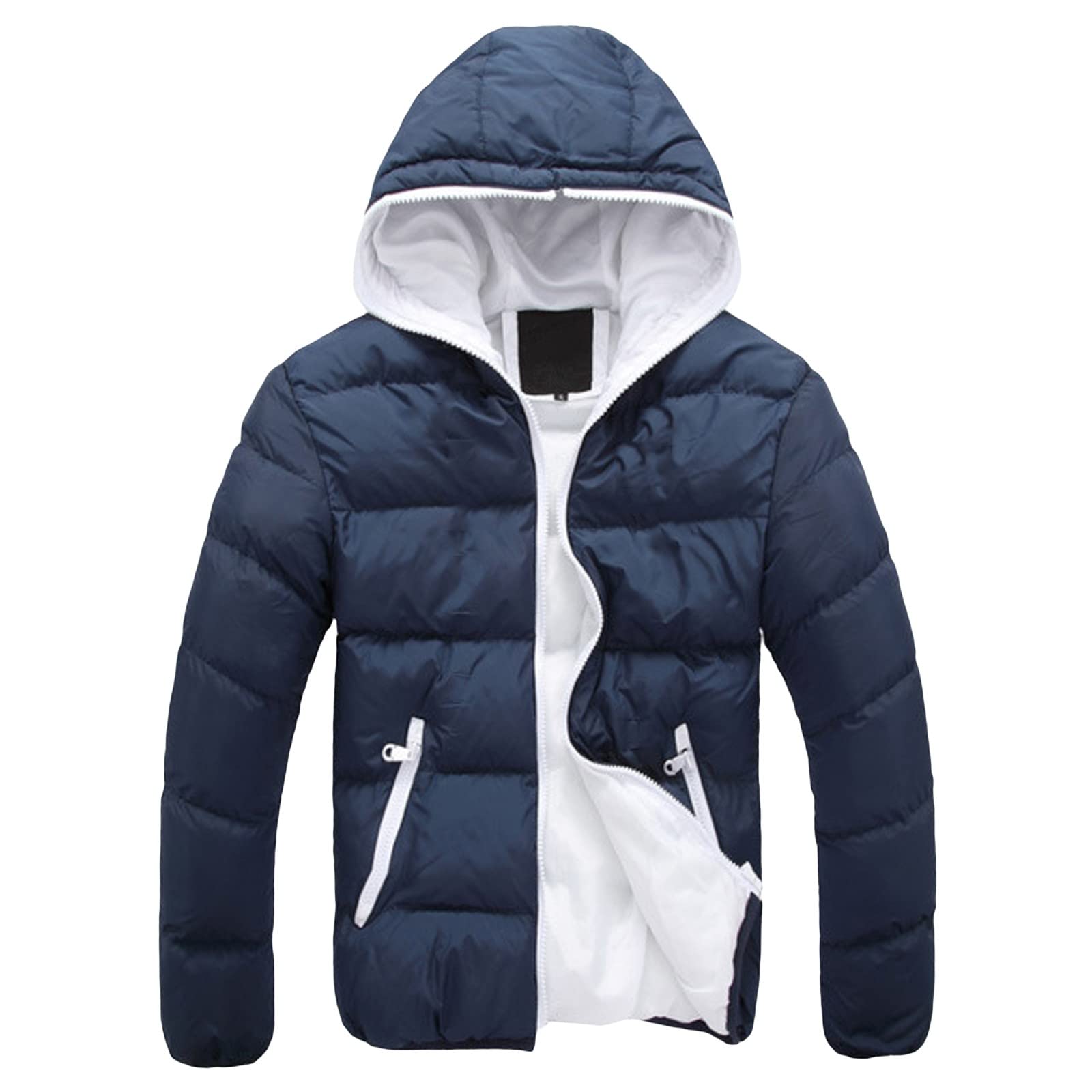 Men's Winter Hooded Puffer Jacket - Warm Thickened Cotton Lightweight Coat for Cold Weather | Outdoor Activities & Daily Wear