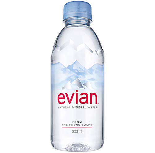 Evian Natural Spring Water - 12 Pack of 330mL Plastic Bottles | Mineral-Rich Hydration for Home, Office & Gym | BPA-Free Pure Drinking Water for Daily Refreshment