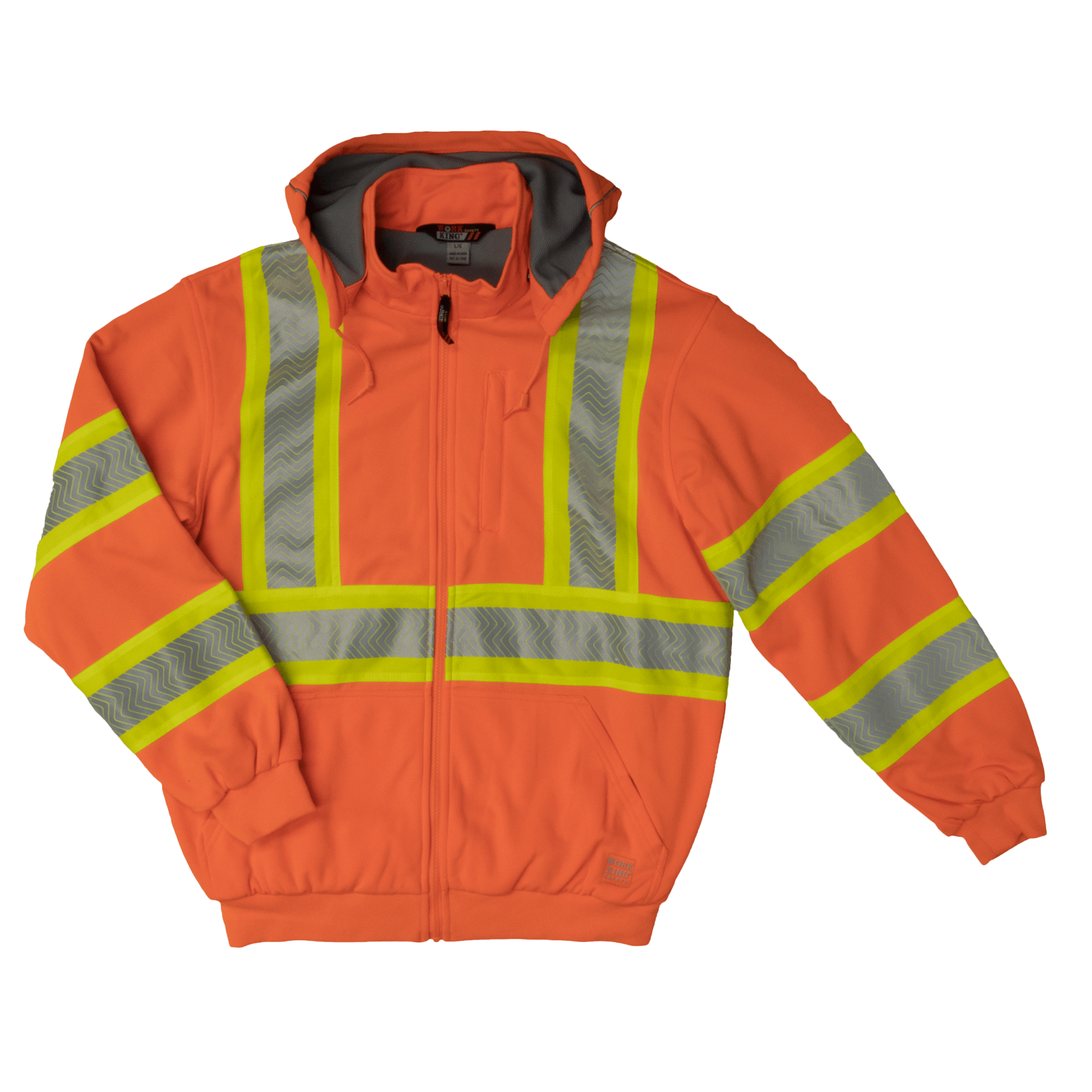 Tough Duck Thermal Lined Safety Hoodie SJ16 - Heavy Duty Work Jacket with Reflective Stripes for Construction & Outdoor Workers - Winter Workwear for Cold Weather Protection