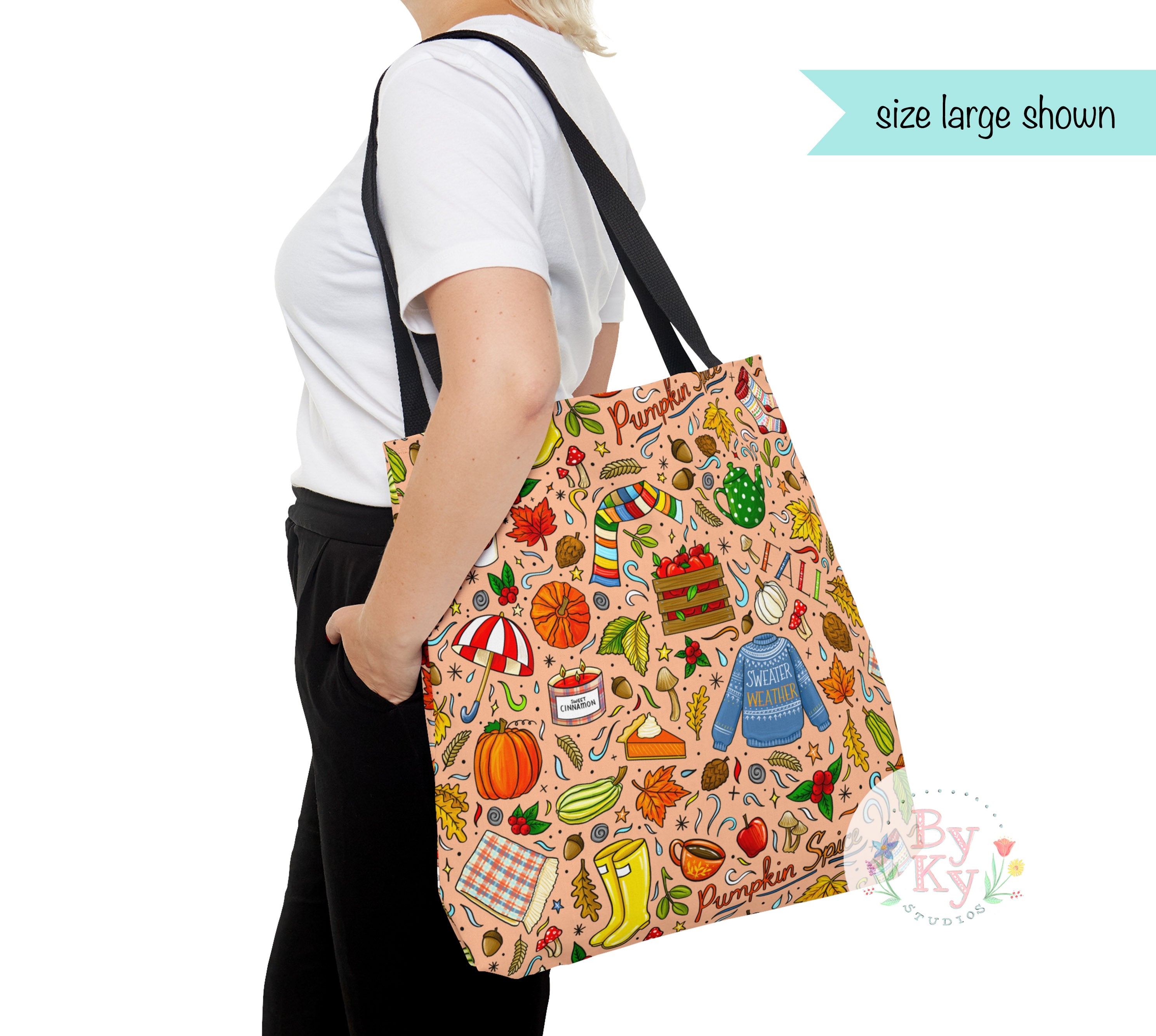Stylish Fall Tote Bag for Women - Large Reusable Shopping Bag with Pockets - Perfect for Groceries, Work, Travel & Pumpkin Patch Outings