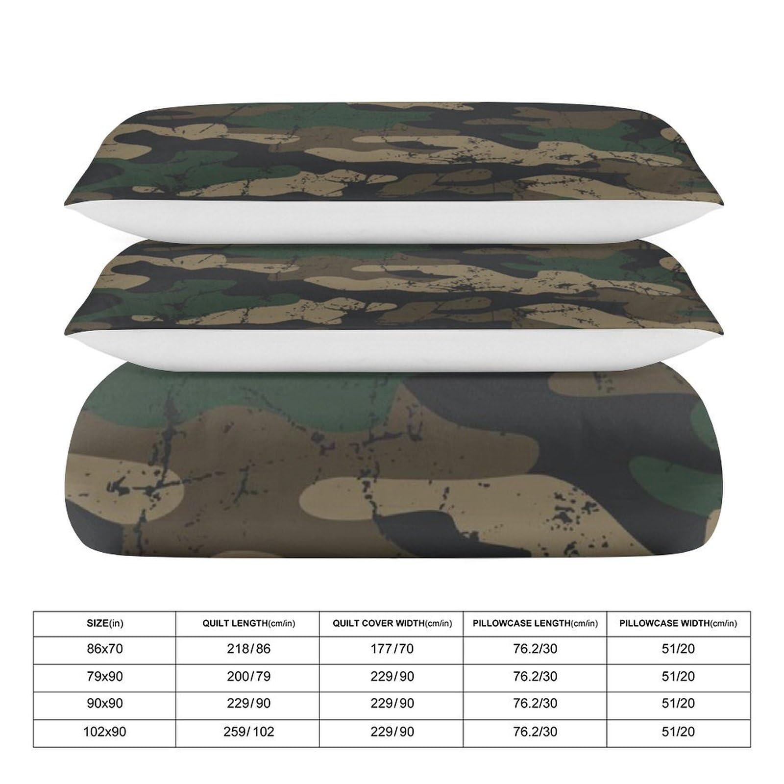 Camo Camouflage 3-Piece Comforter Set - Soft Queen Size Bedding (90