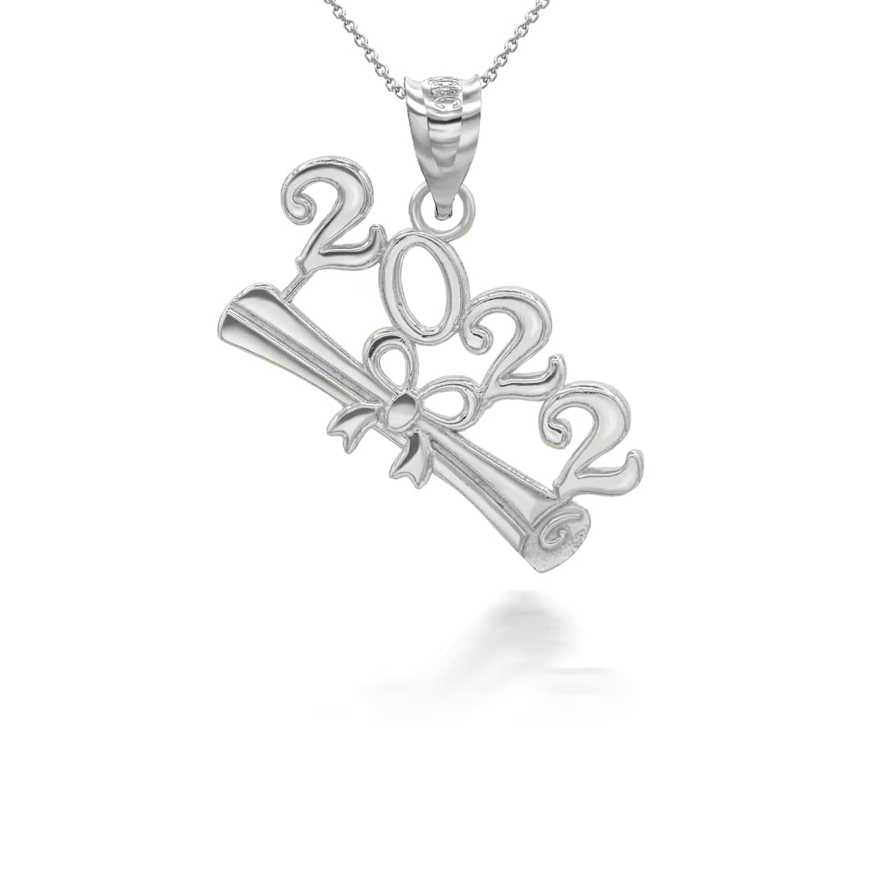 2022 Graduation Charm Pendant Necklace - 925 Sterling Silver Diploma Pendant with Rolo Chain - Perfect Gift for Graduates, Students & Teachers (Graduation Ceremony, School Events, Daily Wear)