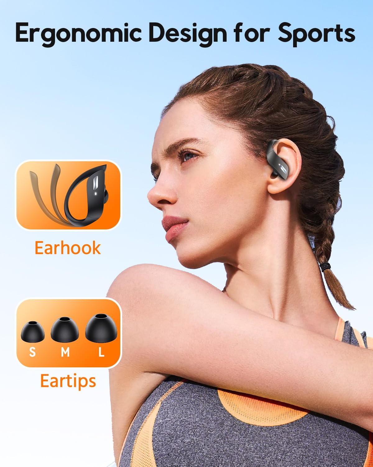 TAGRY Wireless Earbuds 80H Bluetooth 5.3, IPX7 Waterproof for Running & Workout
